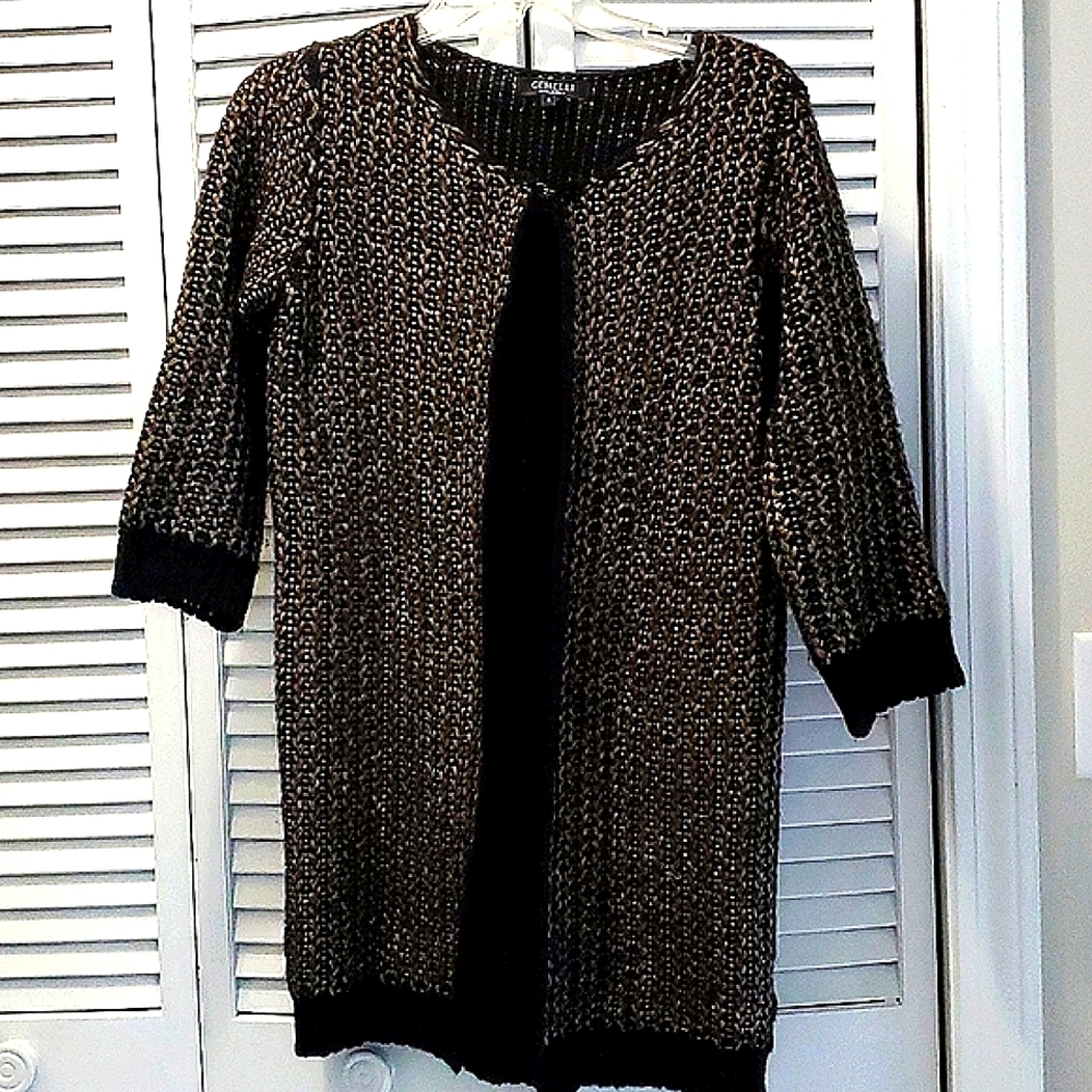 GEMELLI women's Small wool and mohair cardigan sweater black and gold
